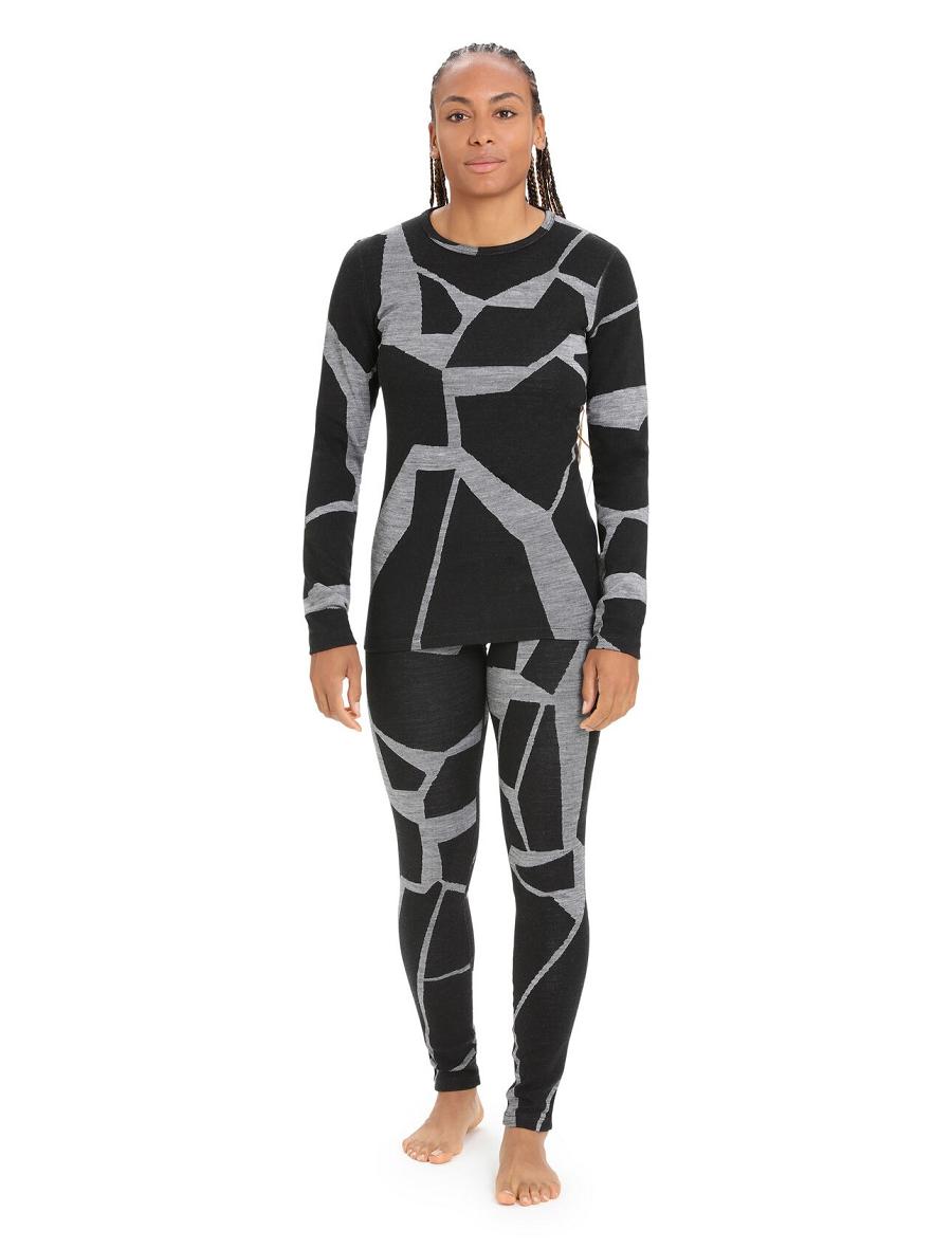 Base Layers Icebreaker Merino 250 Vertex Thermal Leggings Fractured Landscapes Damskie Czarne | PL 1068FDNM